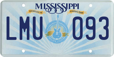 MS license plate LMU093