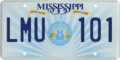MS license plate LMU101