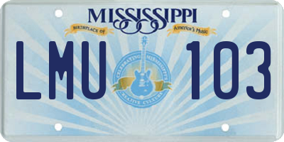 MS license plate LMU103