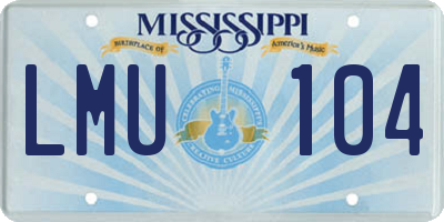 MS license plate LMU104