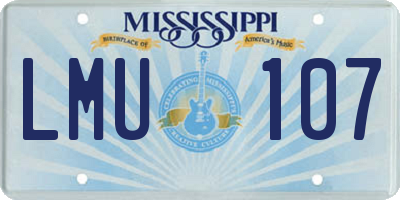 MS license plate LMU107