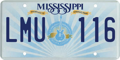 MS license plate LMU116