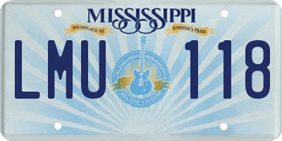 MS license plate LMU118