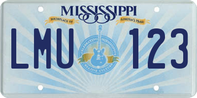 MS license plate LMU123