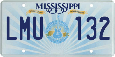 MS license plate LMU132