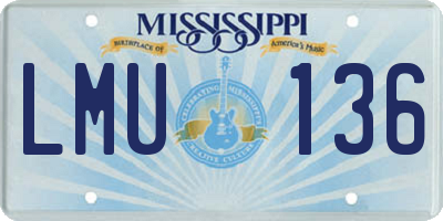 MS license plate LMU136