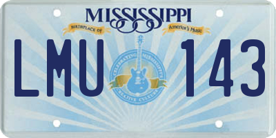 MS license plate LMU143