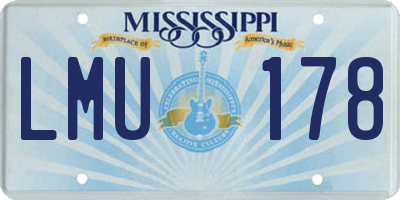 MS license plate LMU178