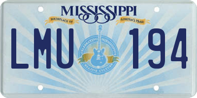 MS license plate LMU194