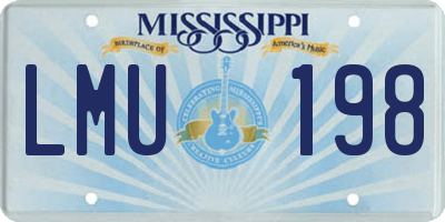 MS license plate LMU198