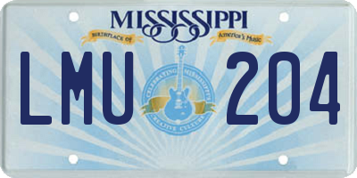 MS license plate LMU204