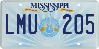 MS license plate LMU205