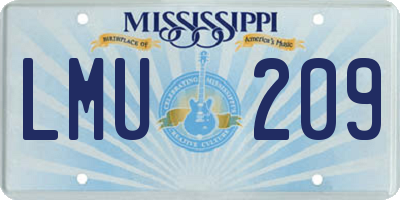 MS license plate LMU209