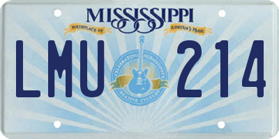 MS license plate LMU214