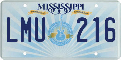 MS license plate LMU216