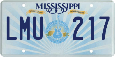 MS license plate LMU217