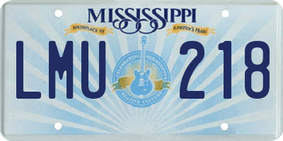 MS license plate LMU218