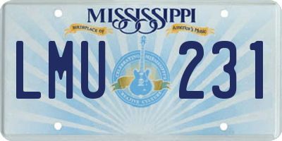 MS license plate LMU231