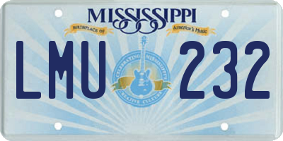 MS license plate LMU232