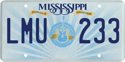 MS license plate LMU233