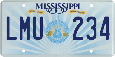 MS license plate LMU234