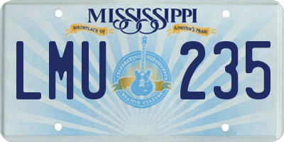 MS license plate LMU235