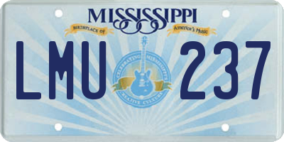 MS license plate LMU237