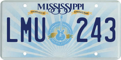 MS license plate LMU243