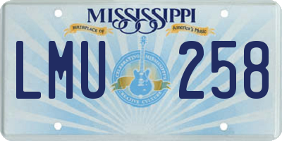 MS license plate LMU258