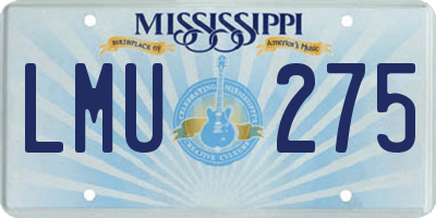 MS license plate LMU275
