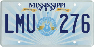 MS license plate LMU276