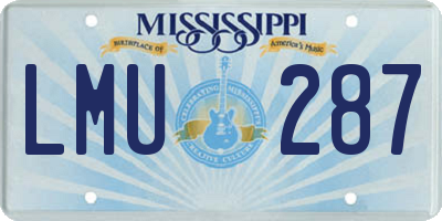 MS license plate LMU287