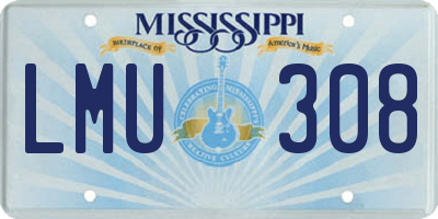 MS license plate LMU308