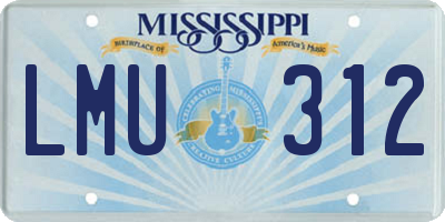 MS license plate LMU312