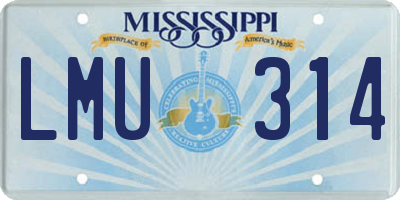 MS license plate LMU314