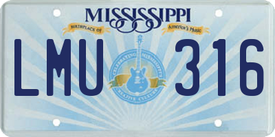 MS license plate LMU316