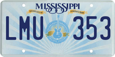 MS license plate LMU353