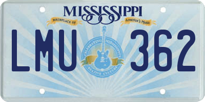 MS license plate LMU362