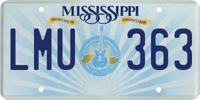 MS license plate LMU363