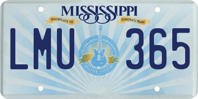 MS license plate LMU365