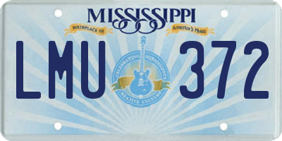 MS license plate LMU372