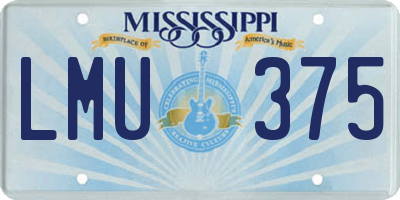 MS license plate LMU375