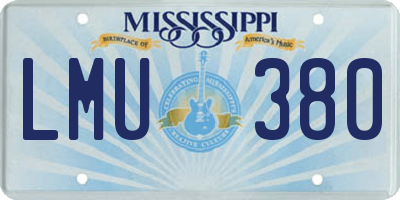 MS license plate LMU380