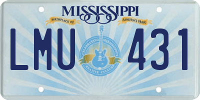 MS license plate LMU431