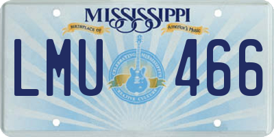 MS license plate LMU466