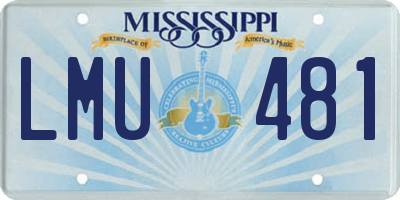 MS license plate LMU481