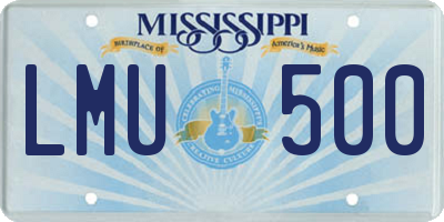MS license plate LMU500
