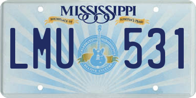 MS license plate LMU531