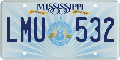 MS license plate LMU532