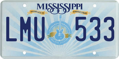 MS license plate LMU533